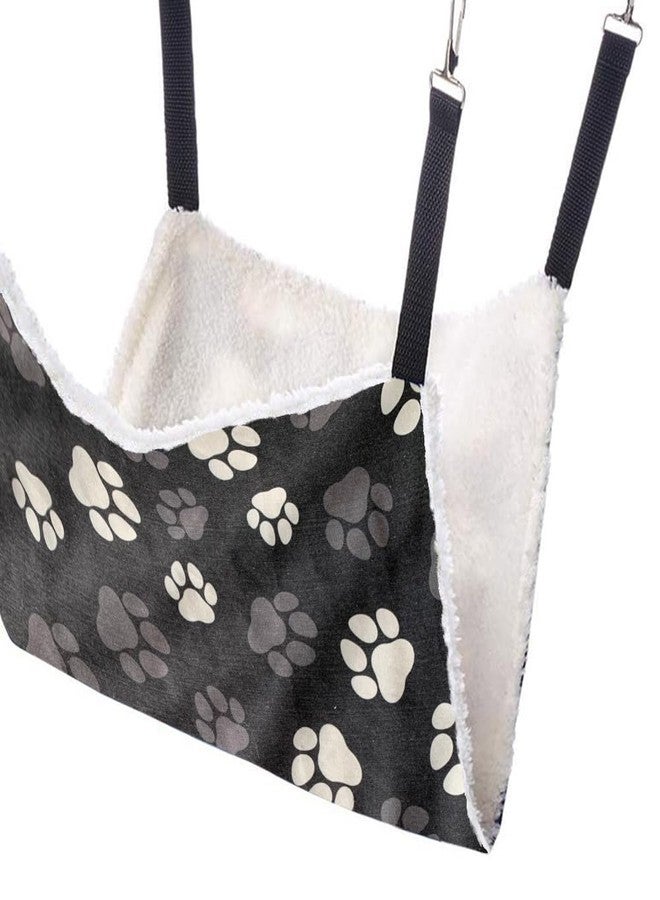 WIRESTER Reversible Cat Hanging Hammock 22.8 x 18.9 Inch, Pet Cage Hammock Bed with Adjustable Straps, Soft Sleeping Hammock for Cat, Ferret, Puppy Dog, Rabbit, Small Animals - Dog Paws - Image 4